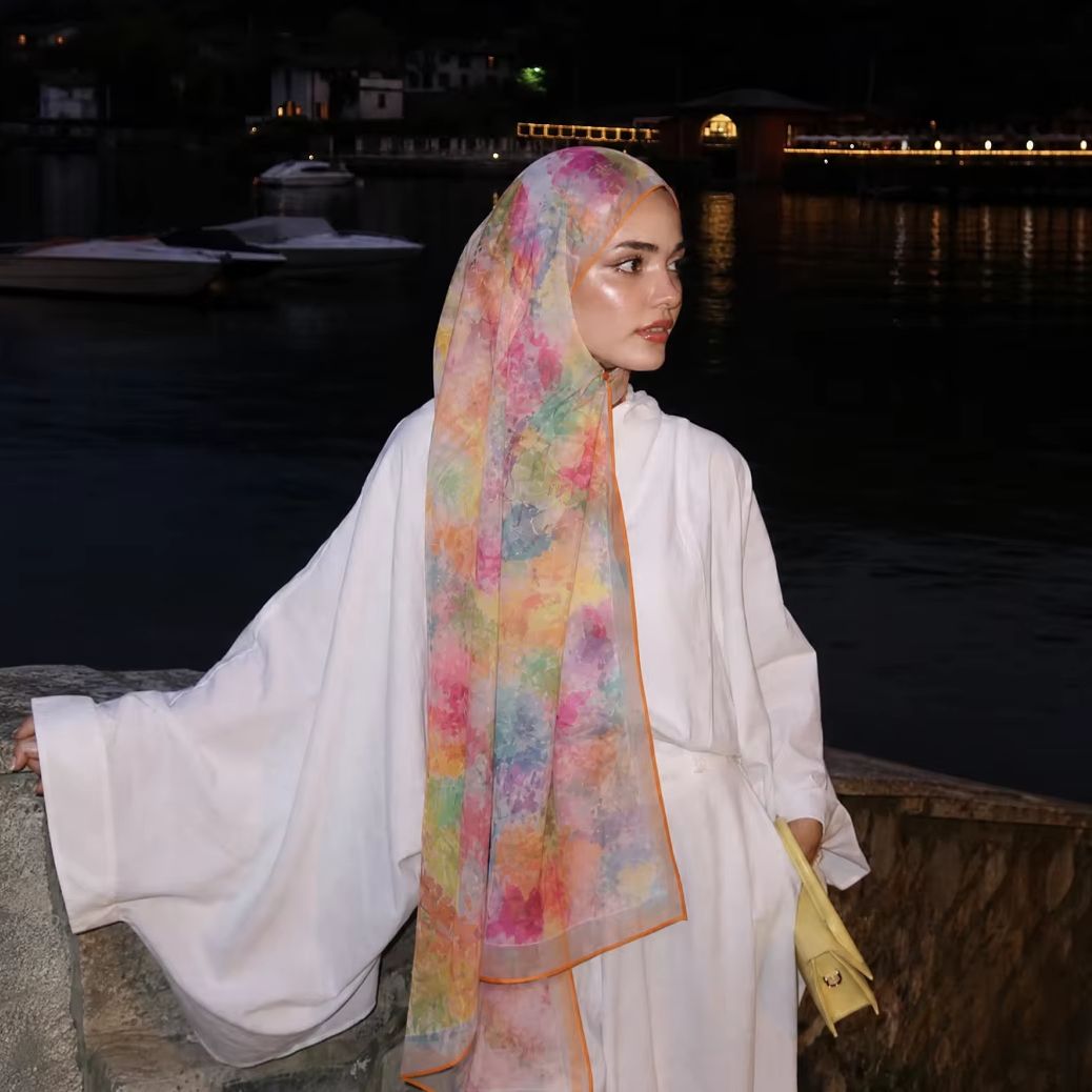 Foulard hijab en mousseline imprimé papillon pour femme, châle musulman, longs voiles tendance, bandeau imprimé, turban ethnique islamique