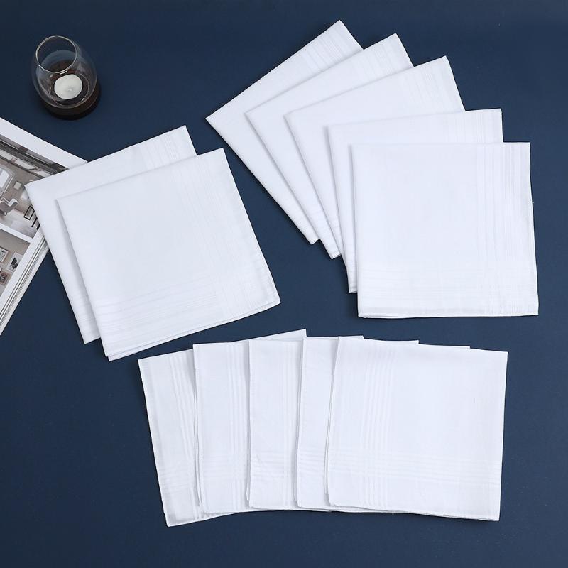 Mouchoirs blancs purs pour hommes et femmes, mouchoirs unis en pur coton, écharpe pour pantalons de poche à rabat, 6/12 pièces