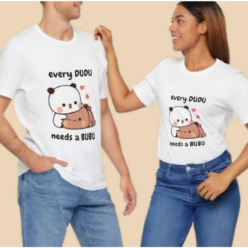 T-shirt à manches courtes pour tous les Dudu, avec motif ours panda mignon, vêtements Kawaii Bubu Dudu classiques, cadeaux d'anniversaire unisexes