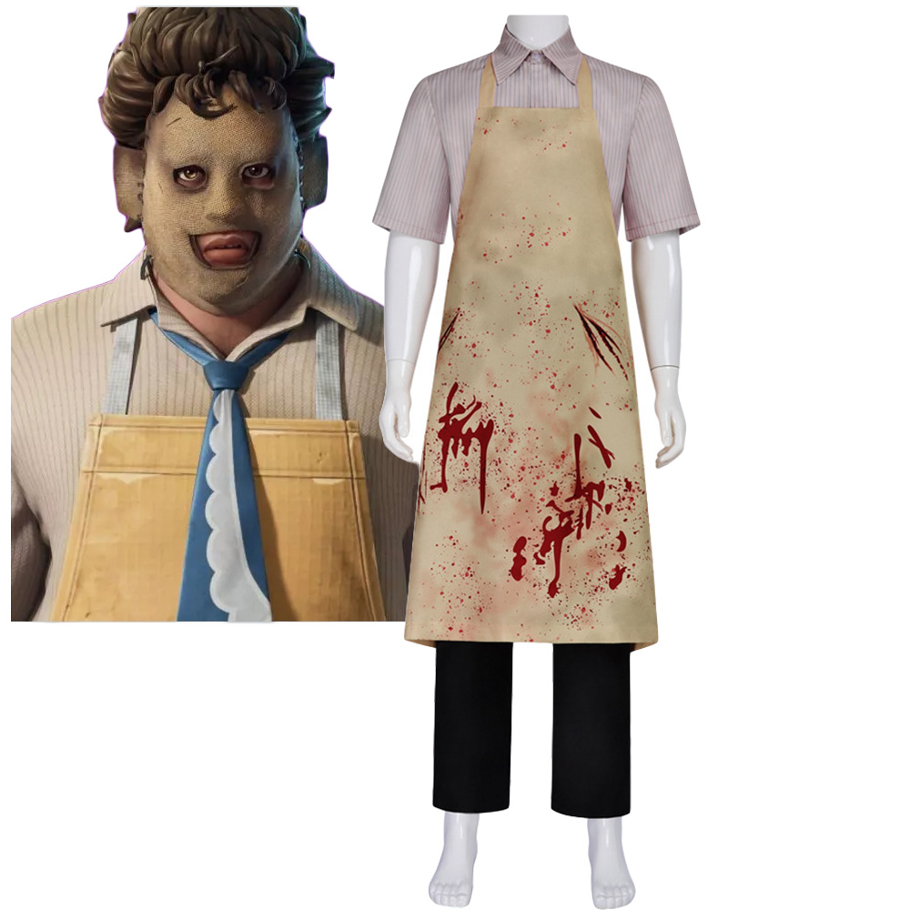 Costume de Cosplay Leatherface, tablier taché de sang, chemise et pantalon, fête fantaisie d'horreur pour Halloween et carnaval pour adultes
