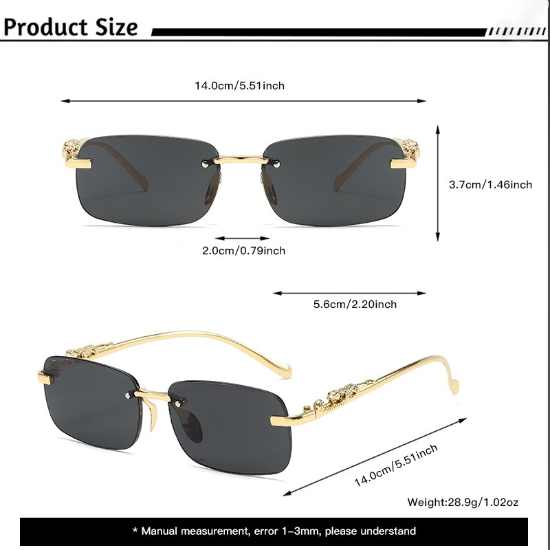 Lunettes de soleil carrées sans monture, à bords taillés en diamant, tendance, pour hommes et femmes, lunettes de voyage, montures fines haut de gamme