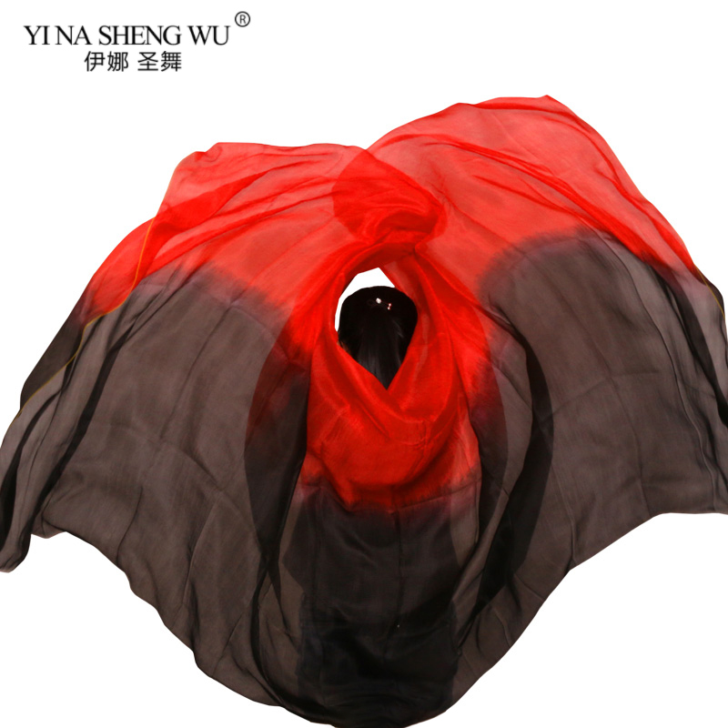 Voile de danse du ventre en soie pour femmes, accessoires de pratique de danse, voile 100% de 5mm, châle enveloppant dégradé 250x114cm, personnalisable