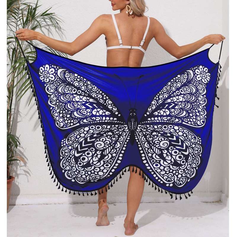 Femmes Bikini Sexy papillon imprimé couvrir maillots de bain femmes robe d'été tunique bain Sarong jupe portefeuille maillot de bain élégant maillots de bain