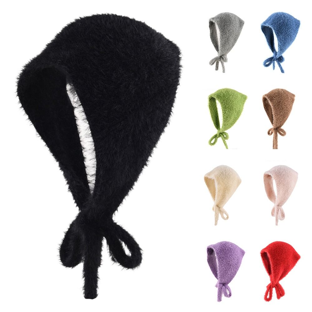 Écharpe de sauna de style français pour femme, écharpe triangulaire en fil de peluche, chapeau de bande de sauna chaud, mignon, automne et hiver