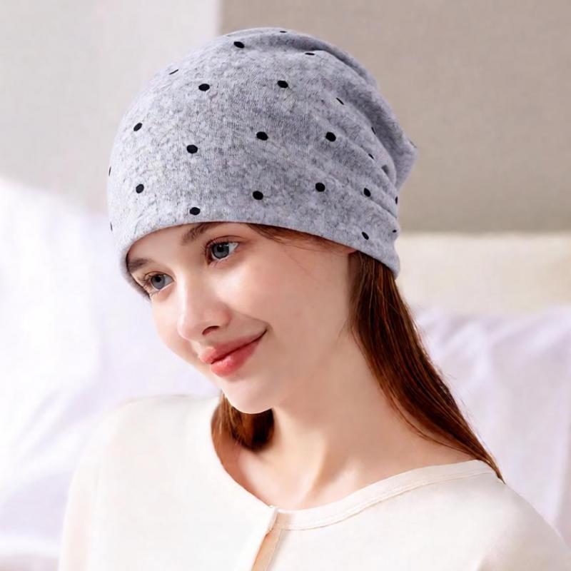 Nouveau Turban Femme à Motif Pois, Bonnet Femme, Cache-tête, Casquette Ample Coupe-Vent, Masque Décontracté d'Extérieur Anti-froid