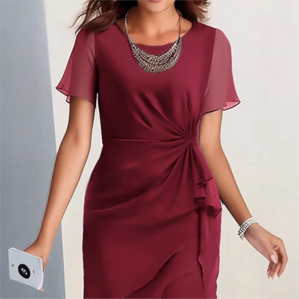 Robe en mousseline de soie pour femmes, Patchwork, manches courtes, nouveau Style d'été, Slim, élégant, plissé irrégulier, robes uniques pour femmes