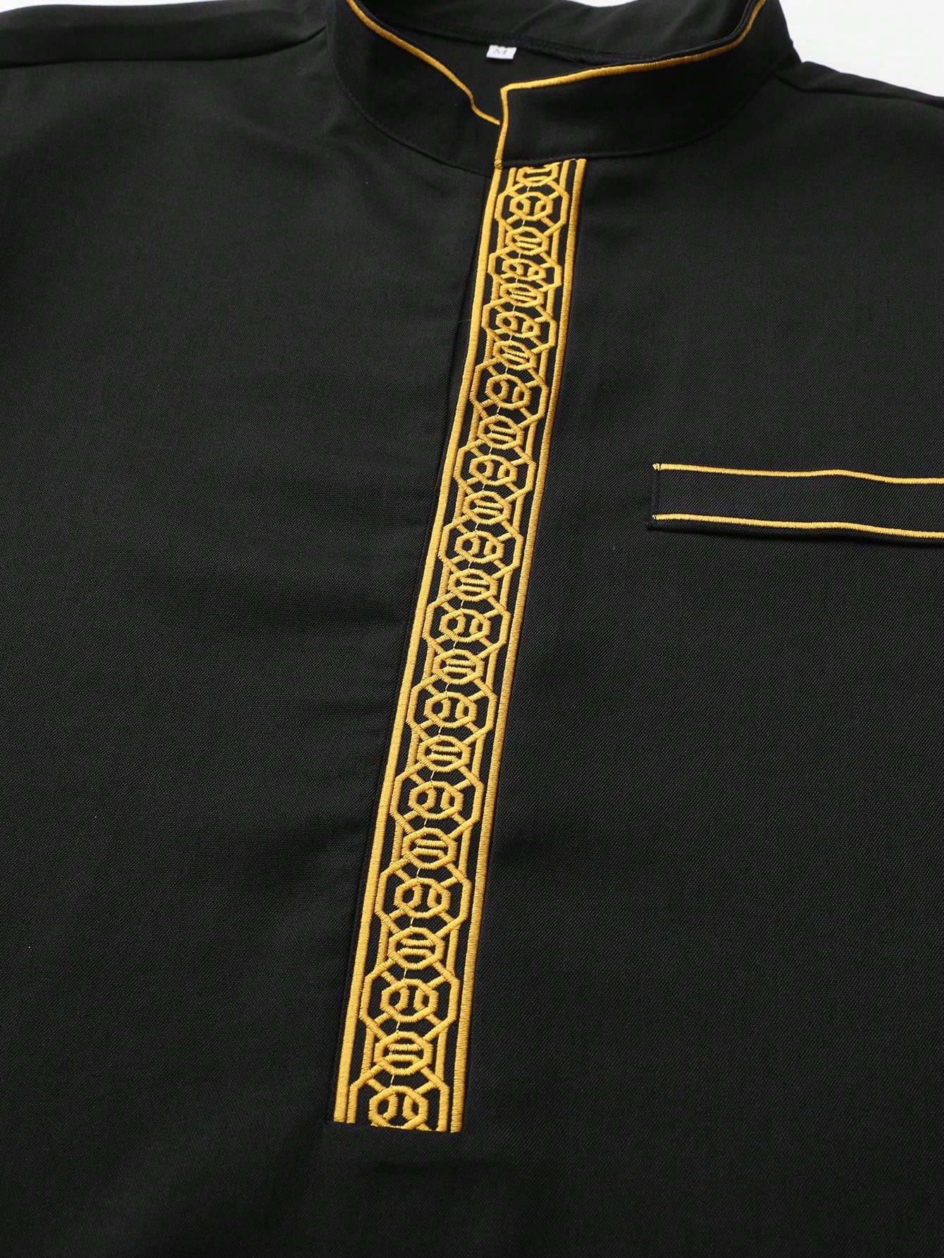 Nouvelle Robe musulmane traditionnelle pour hommes, noire, élégante, de luxe, brodée, Simple, décontractée, ample