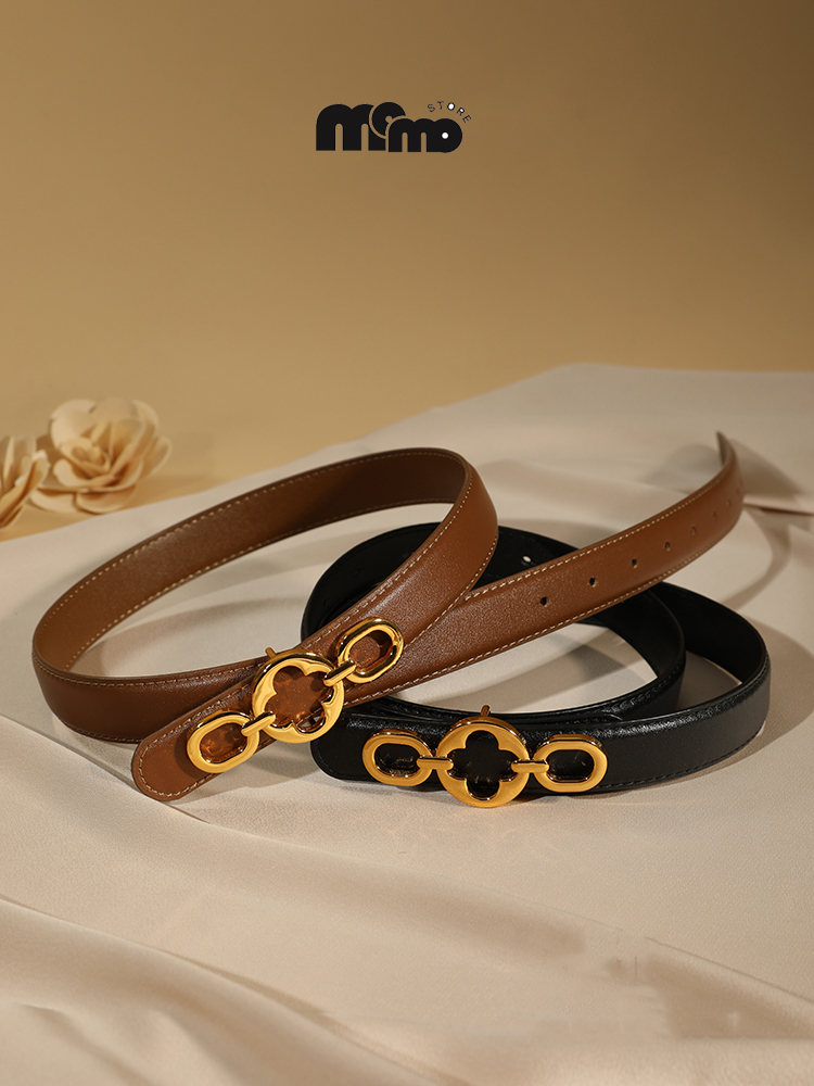 Ceinture classique en cuir pour femmes, avec boucle dorée, idéale pour les robes, les jeans et les manteaux