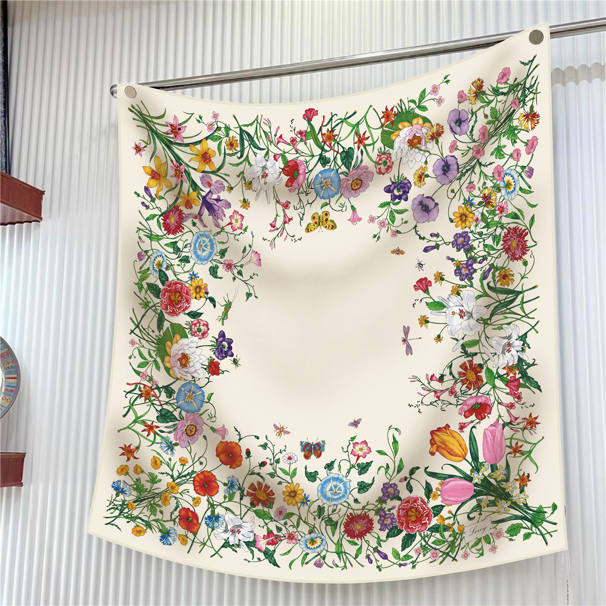 Foulards Carrés Imprimés de Plantes et Fleurs pour Femme, Châles Enveloppants, Bandana, Hijabs pour Dame, 90cm