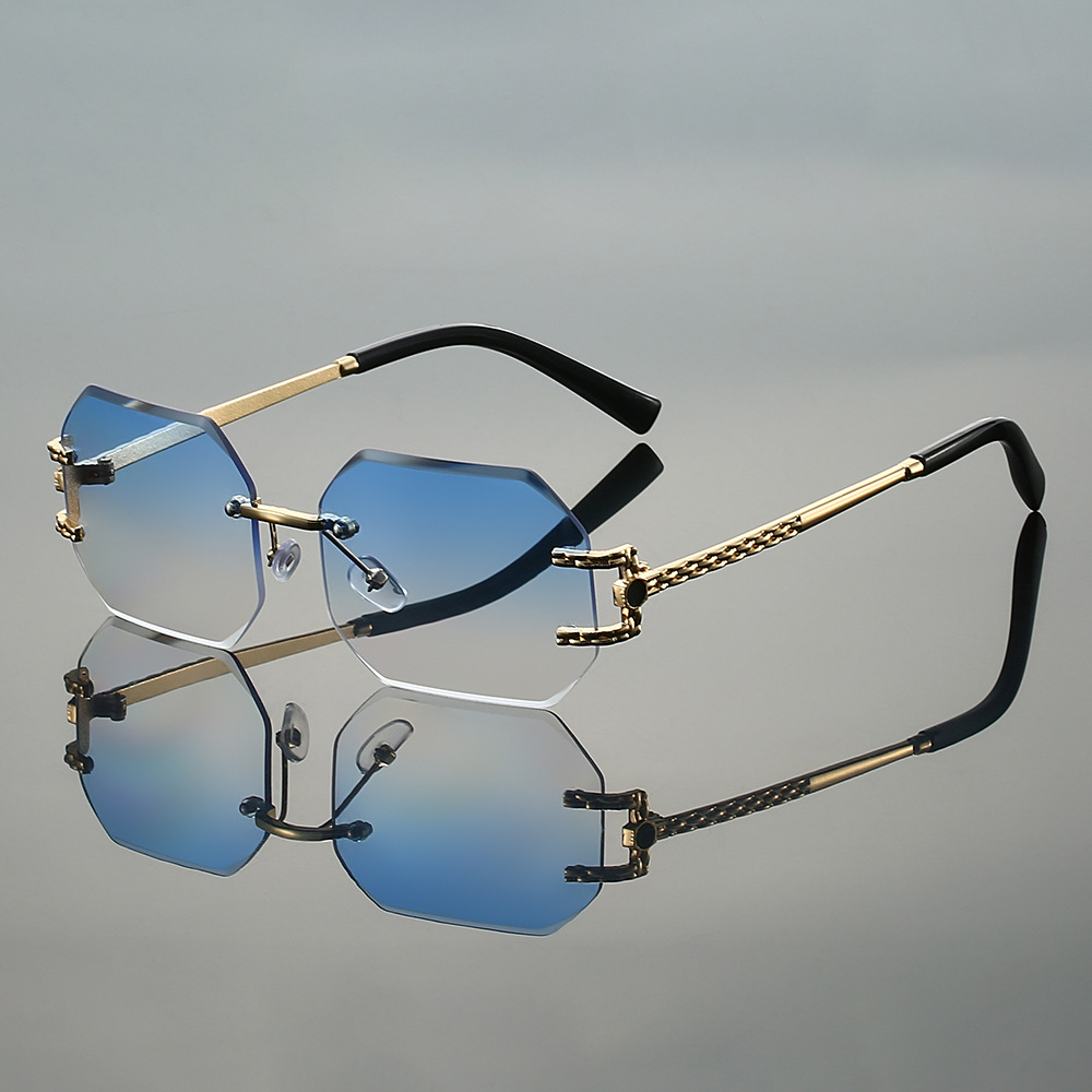 Lunettes de soleil sans monture à la mode pour femmes, lunettes tendance parfaites pour les voyages d'été et les vacances à la plage