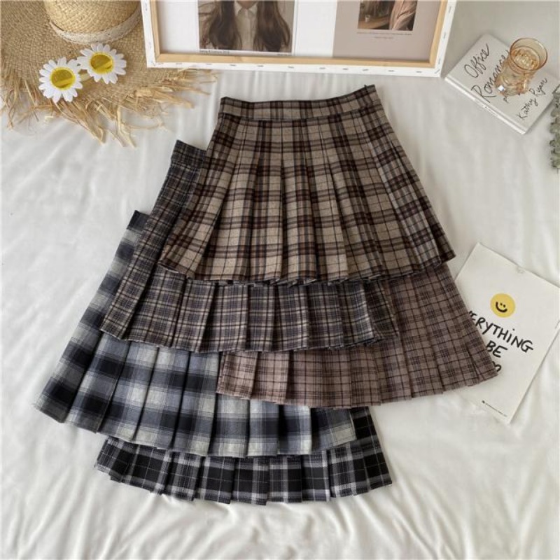 Robe plissée à carreaux pour femmes, jupe trapèze, jupe courte à carreaux, vintage, streetwear, doux, Kawaii, Harajuku, funky, sexy, Y2k
