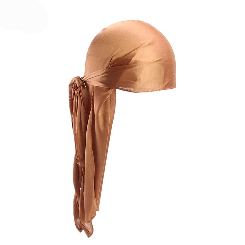 1 pièce Durag long unisexe en soie, foulard long en soie, Doo Rag musulman, chapeau de pirate, bonnets de chimiothérapie, chapeau de crâne, turban, bandeau pour cheveux, bandanas