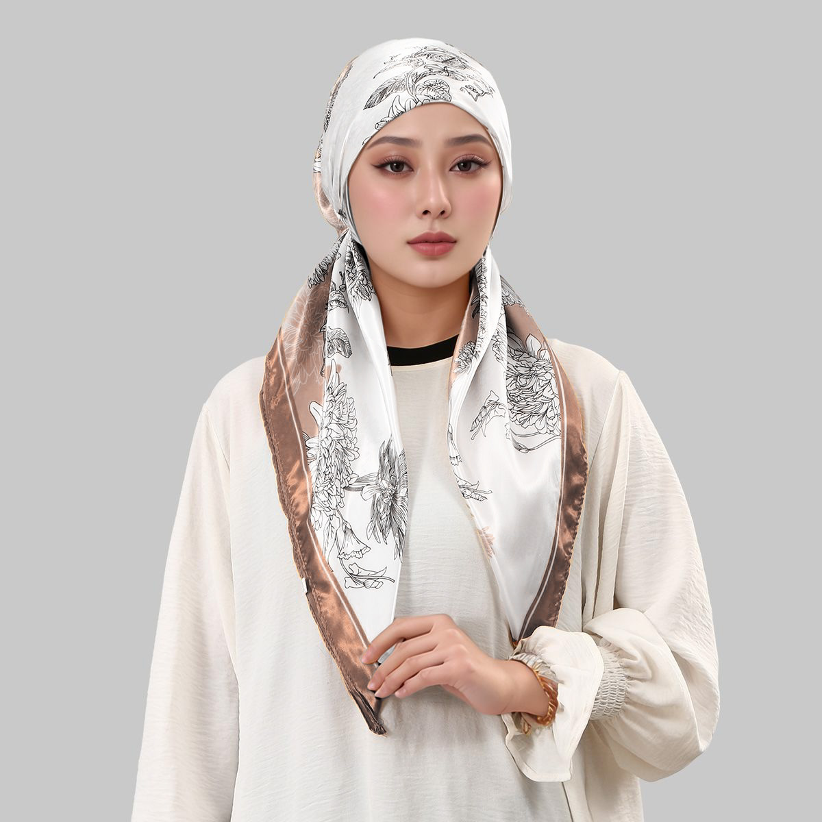 Hijab imprimé en soie élastique, chapeau hijab instantané, écharpe en satin, turban pour femmes, foulard de mode, couvre-chefs pour l'Aïd, bonnet doux.