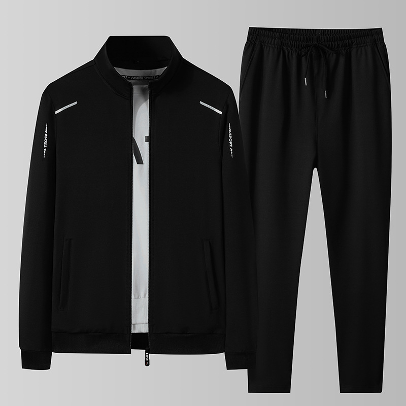 Ensemble de vêtements de sport pour homme, printemps automne, sweat-shirt à col montant fin, pantalon de course, veste légère, costume décontracté tendance en polyester