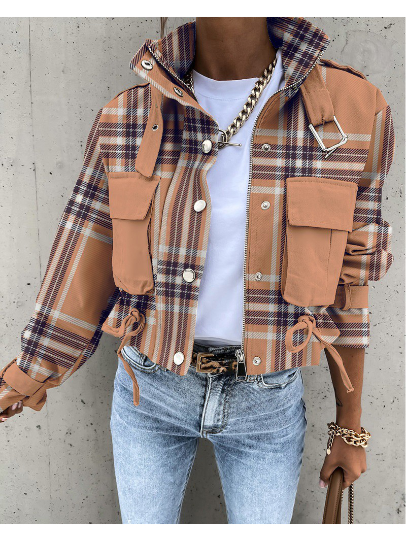 Femme veste vêtements Streetwear automne et hiver élégant mince col rond solide poche bouton conception à manches longues vêtements de travail manteaux
