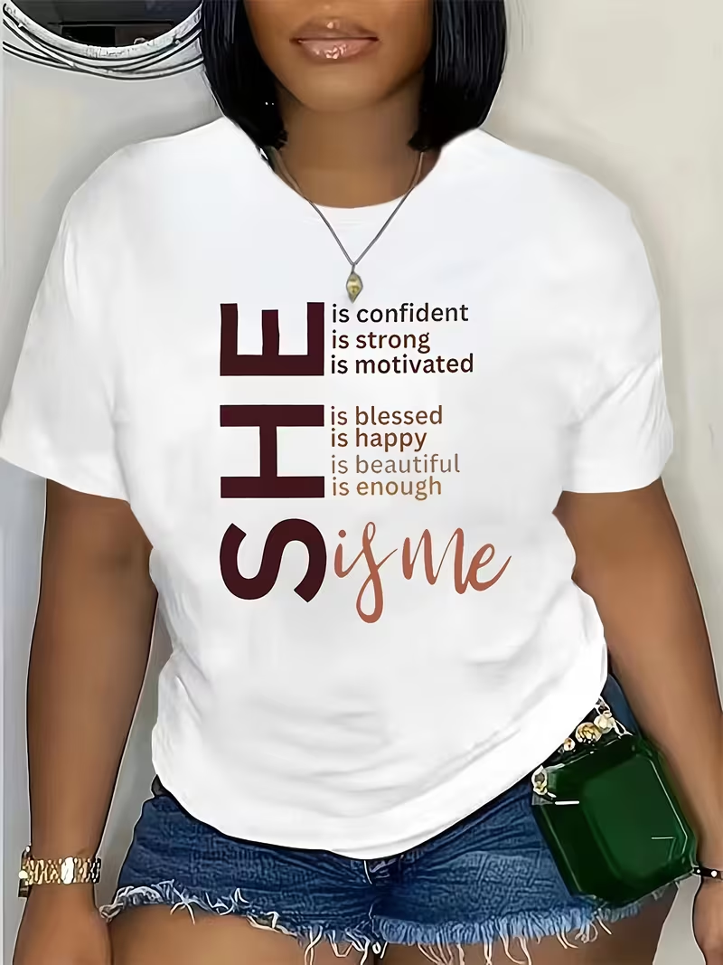 C'est moi. T-shirt pour femmes, design avec slogan « forte et belle », hauts décontractés pour femmes, t-shirt pour femmes, streetwear quotidien