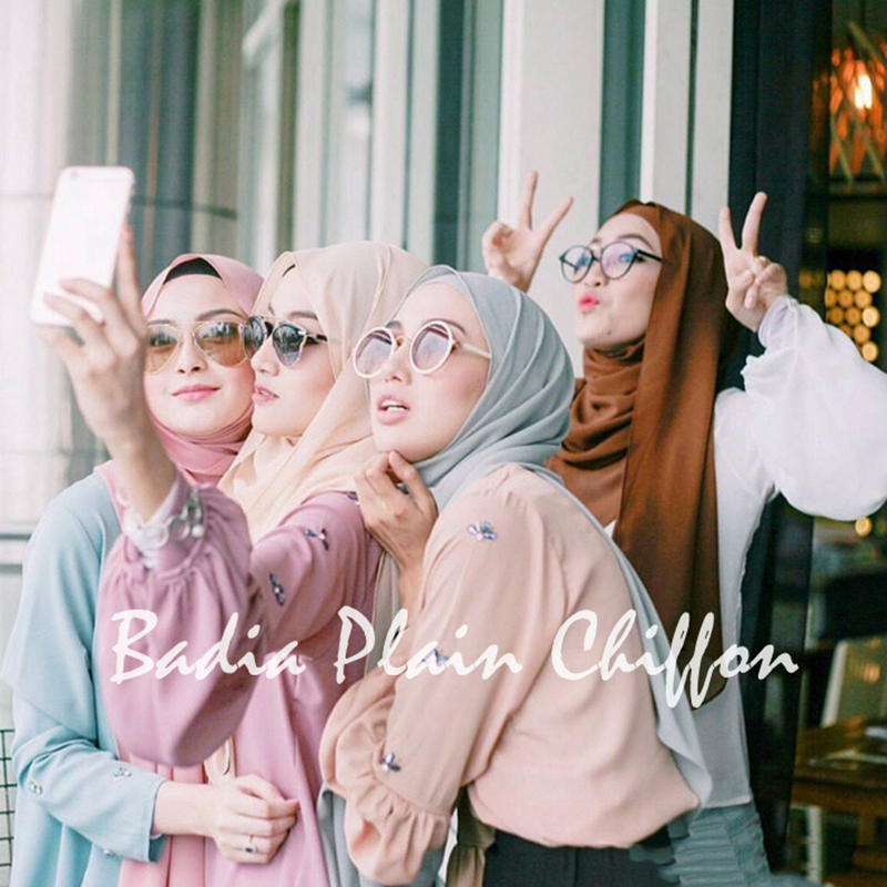 Foulard Hijab en Chiffon pour Femme 70*180cm Léger Couleur Unie Voile Musulman Long Châle Écharpe Coiffe Islamique
