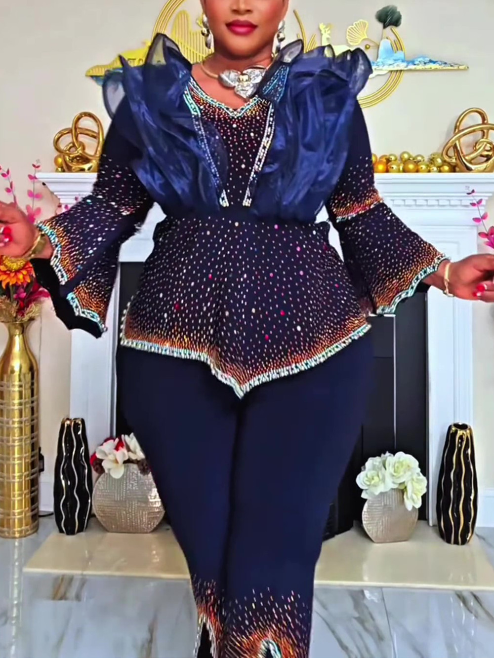 Vêtements africains pour femmes, ensembles 2 pièces, hauts et pantalons, costumes Dashiki Ankara, tenue turque, grande taille, vêtements de fête de mariage