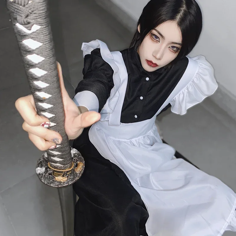 Tenue de demoiselle d'honneur, ensemble de vêtements Lolita, style japonais vintage pour hommes et femmes, costume de jeu de rôle gothique mignon Kawaii, noir et blanc