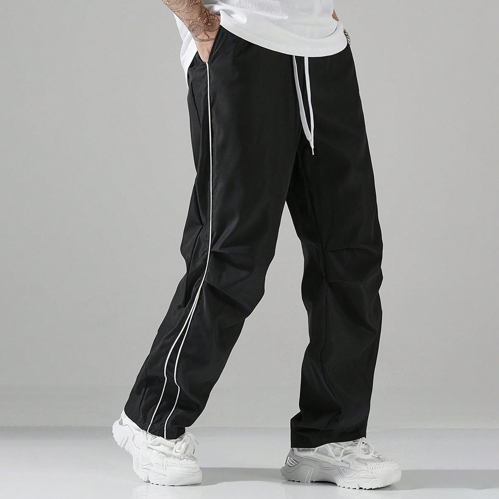 Pantalons de survêtement de fitness pour hommes, pantalons de sport décontractés, pantalons droits à cordon de serrage, pantalons de jogging fins pour le printemps et l'été, pantalons de rue