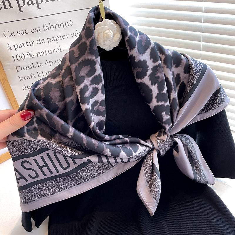 Foulard en soie 90x90cm pour femme, accessoires de mode quatre saisons, hijab, bandana, foulard pour cheveux 90*90