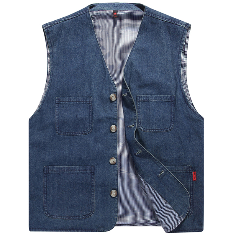 Hommes décontracté Denim coton utilitaire gilet boutonné extérieur poche gilet hommes décontracté coupe ajustée sans manches veste gilets vêtements