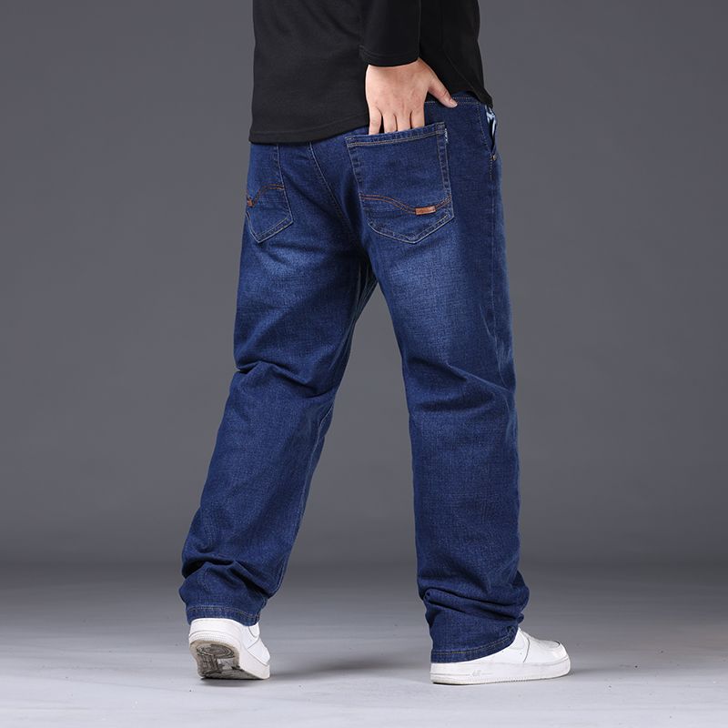 Hommes grande taille noir jean 10XL surdimensionné taille haute pantalon ample mari grande taille pantalon en jean ample bleu mâle Denim pantalon