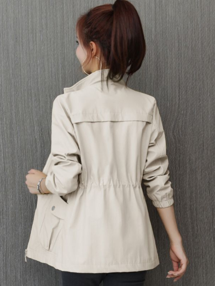 Veste courte pour femmes, coupe-vent décontracté, col montant, outillage, manteau basique à fermeture éclair, hauts avec doublure, nouvelle collection printemps automne 2023