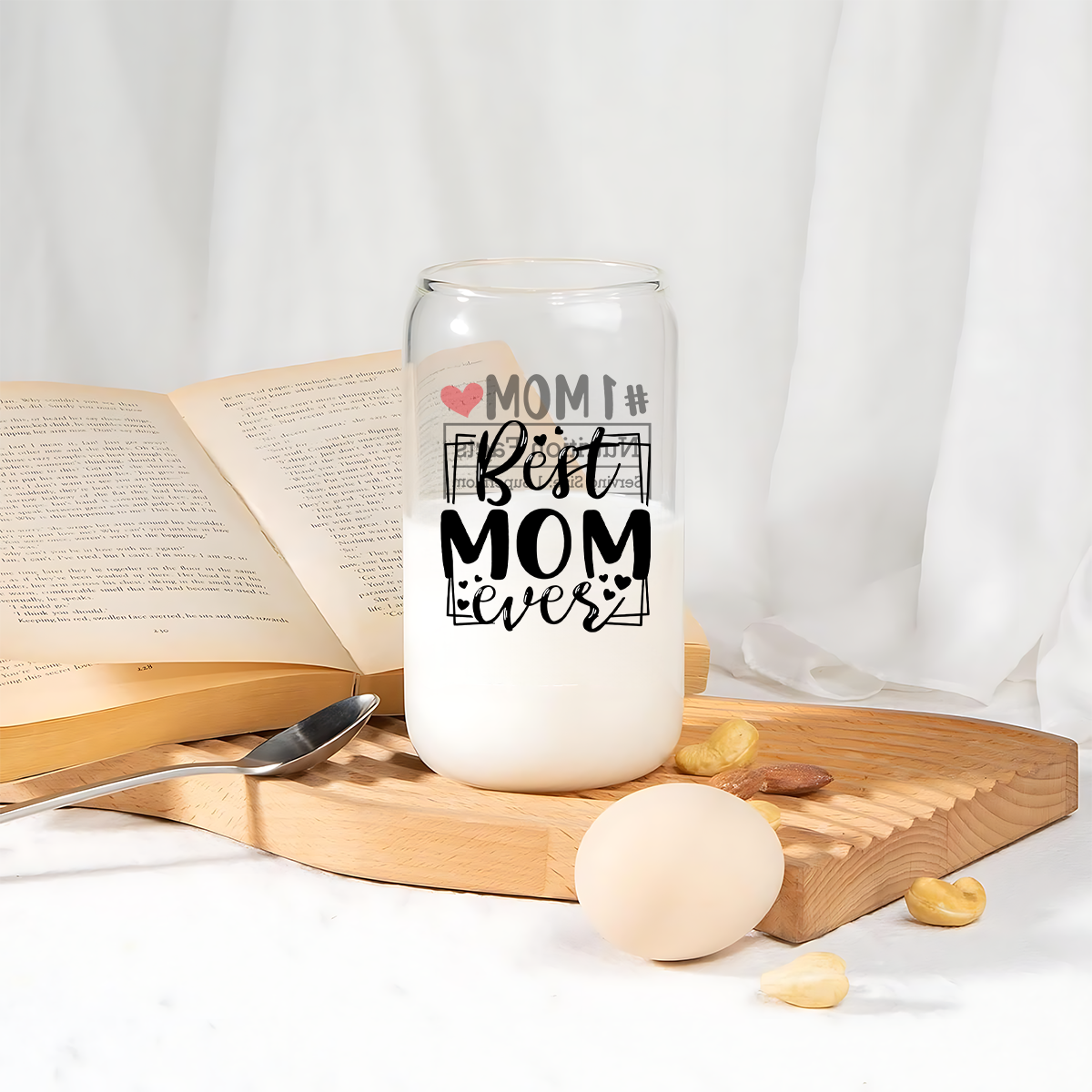 1 pièce, ensemble de tasses à café en verre avec paille et brosse, cadeau parfait pour la fête des mères, tasse en verre de 16oz, idées cadeaux pour la fête des femmes
