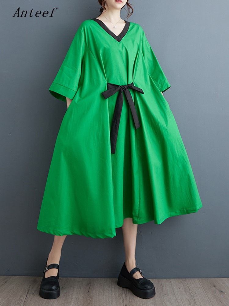 Robe ample vintage à manches longues pour femme, nouvelle collection printemps-été-automne, élégante et décontractée, vêtement 2026