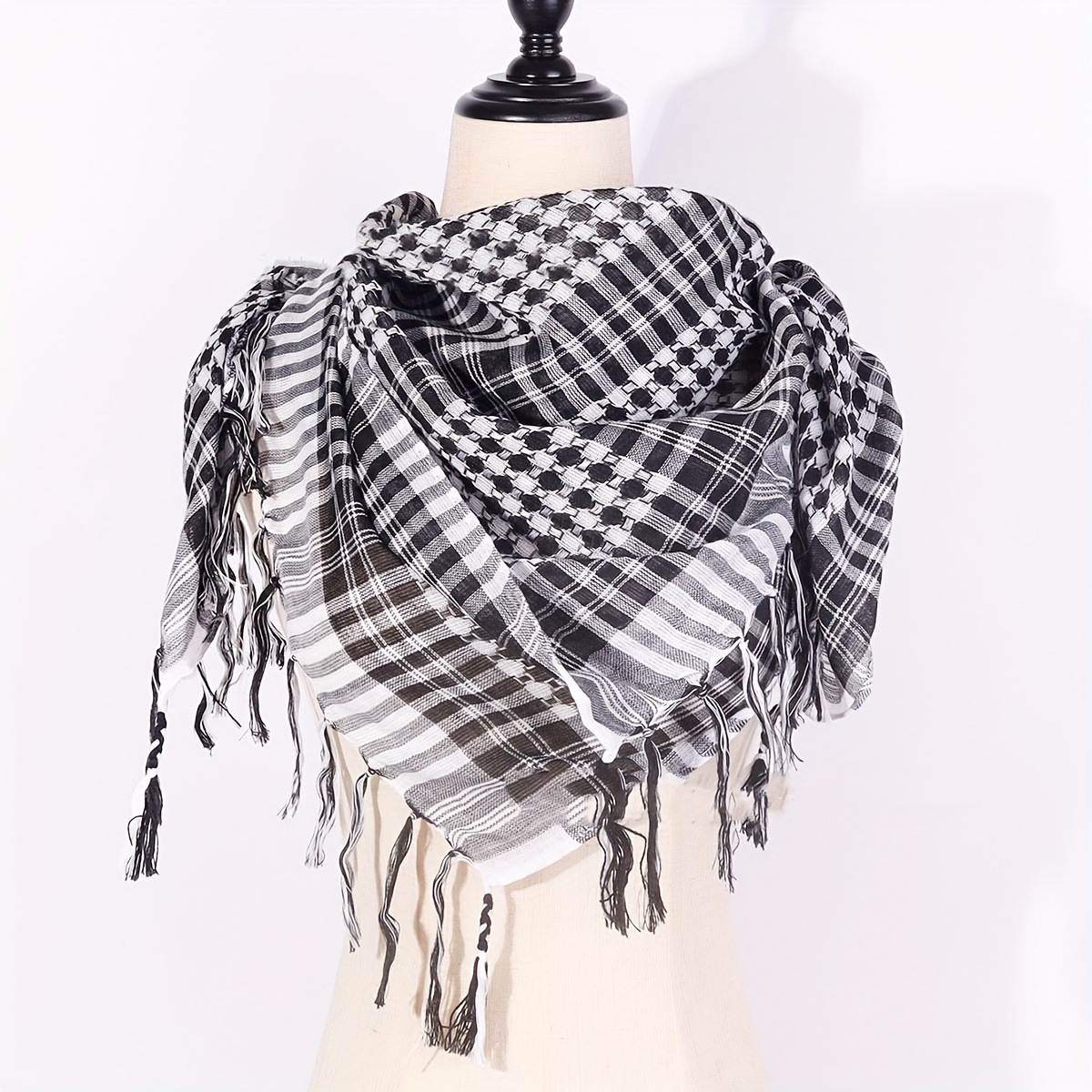 Foulard Shemagh Keffiyeh palestinien tactique du désert, respirant, multi-usage, avec pompons, pour le cyclisme, la randonnée, comme foulard arabe ou couvre-chef pour l'Aïd