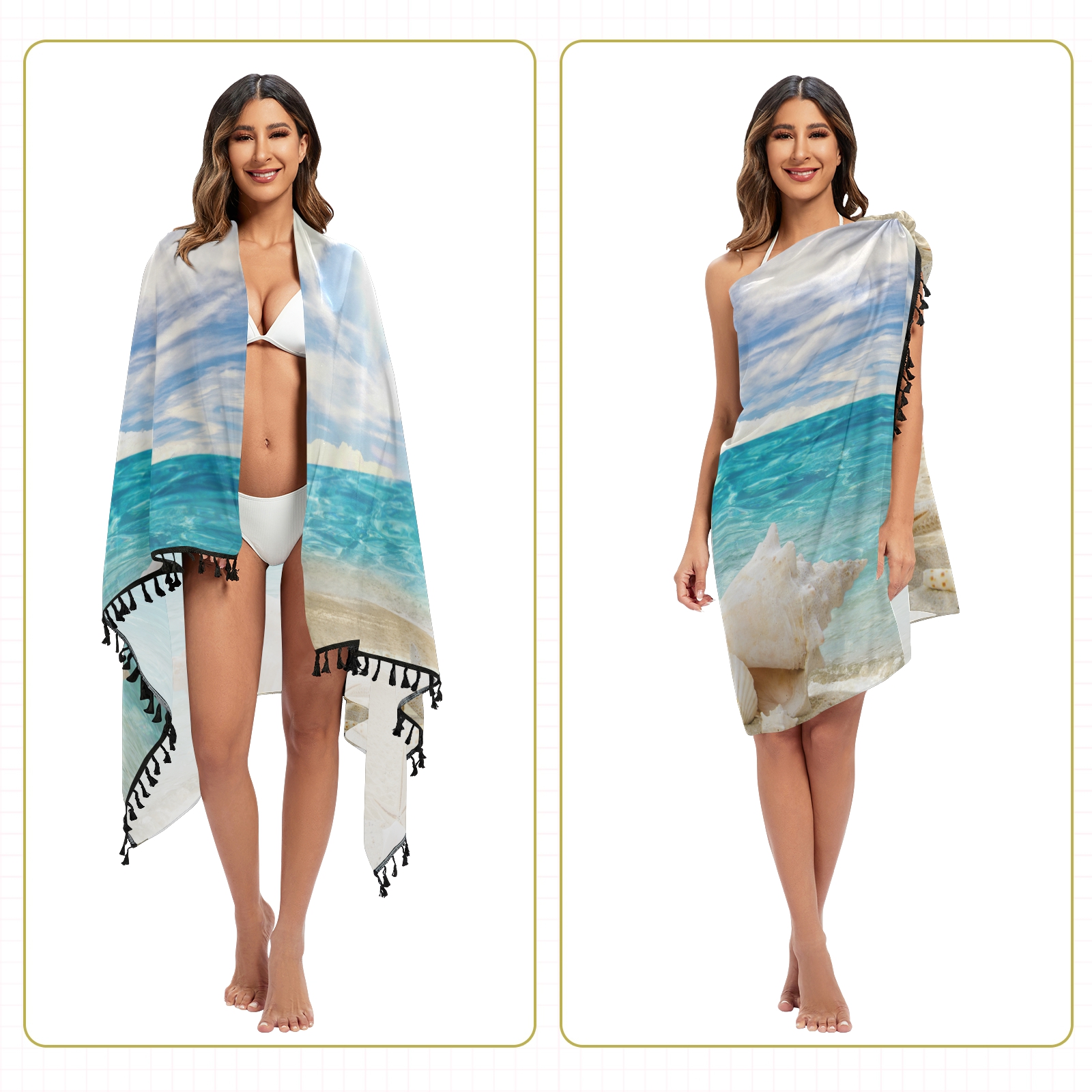 Robe de plage en mousseline de soie pour femmes, paréo, écharpe, Kaftan, Sarong, design personnalisé