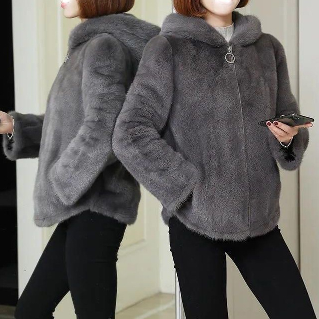 Cardigan à capuche doublé polaire pour femme grande taille, chaud et tendance, couleur verte, automne-hiver, polyvalent, imitation peau de mouton