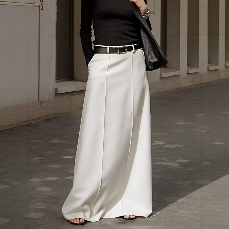Jupes pour femmes 2025 nouveau printemps été mode noir blanc couleur ample taille haute décontractée bureau jupe longue