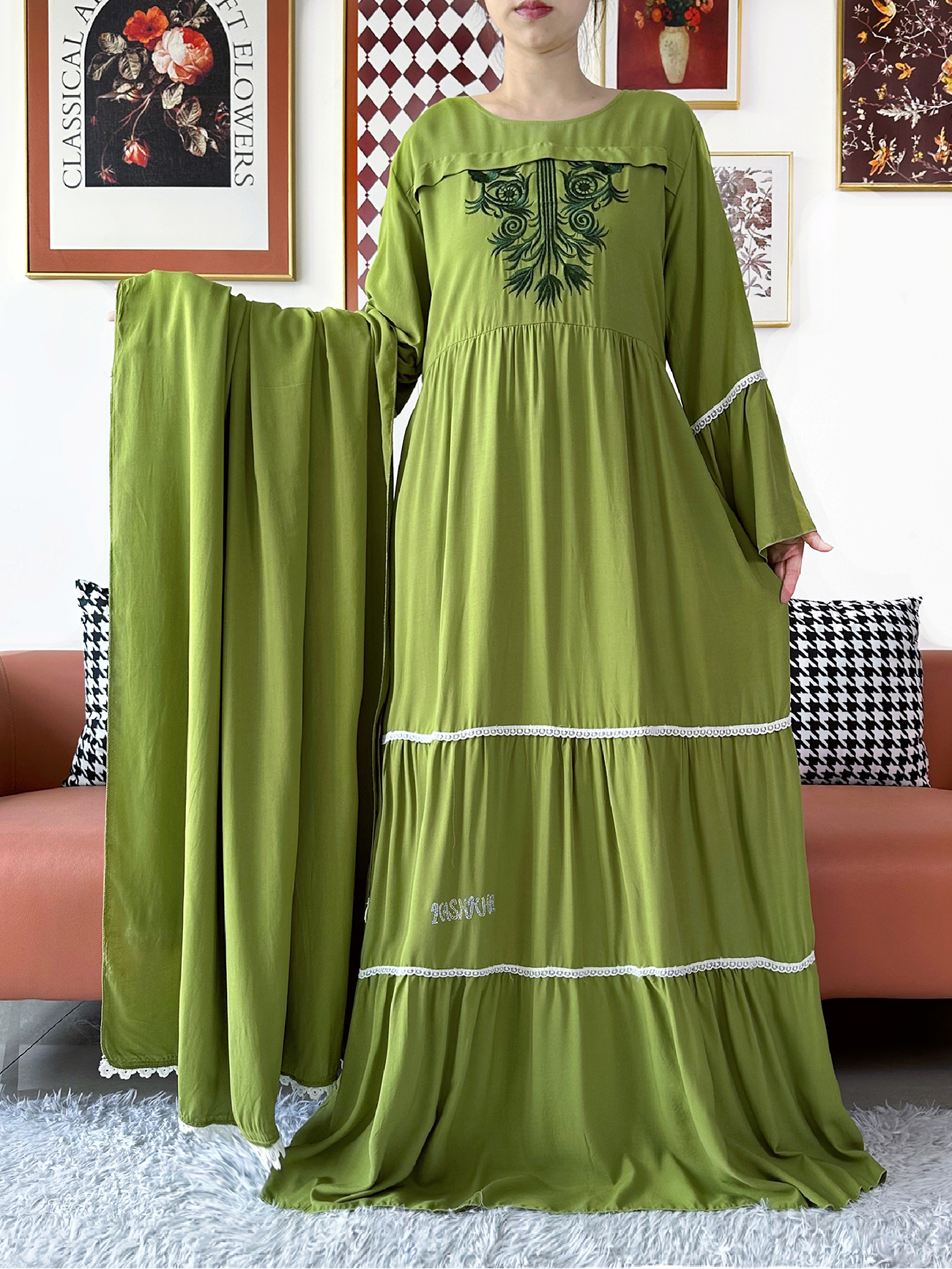 Nouvelle Abaya Kashkha en Coton Brodé Solide 2026, Robe Africaine pour Femme, Vêtement Islamique, Robe Ample Turque Musulmane, Ramadan