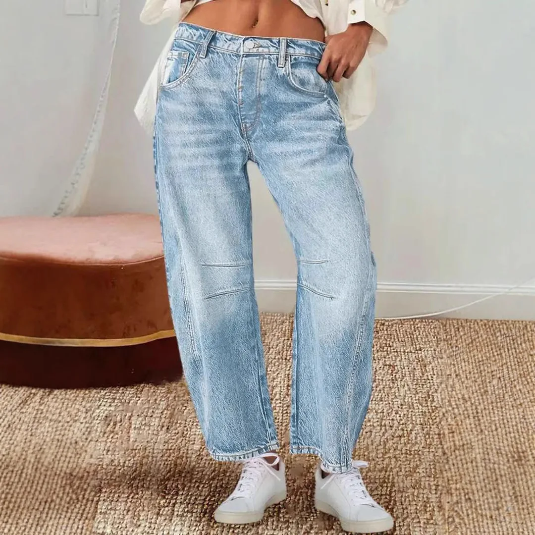Jean en Denim à Jambes Larges pour Femme, Pantalon Long, Style Spinal, Décontracté, Régulier, Droit, Fjélégant, Taille Moyenne, Automne Hiver, Y2k