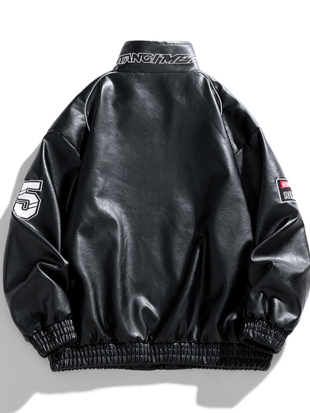 Veste de moto en cuir PU pour homme, manteau de motard rétro, coupe-vent hip hop, broderie de lettres, mode de rue, noir, blanc, vert