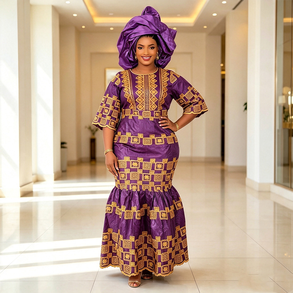 Robes longues de soirée africaines grande taille pour femmes, nouvelle collection 2026, robe de luxe en bazin brodée, élégante robe de soirée de mariage musulmane turque.
