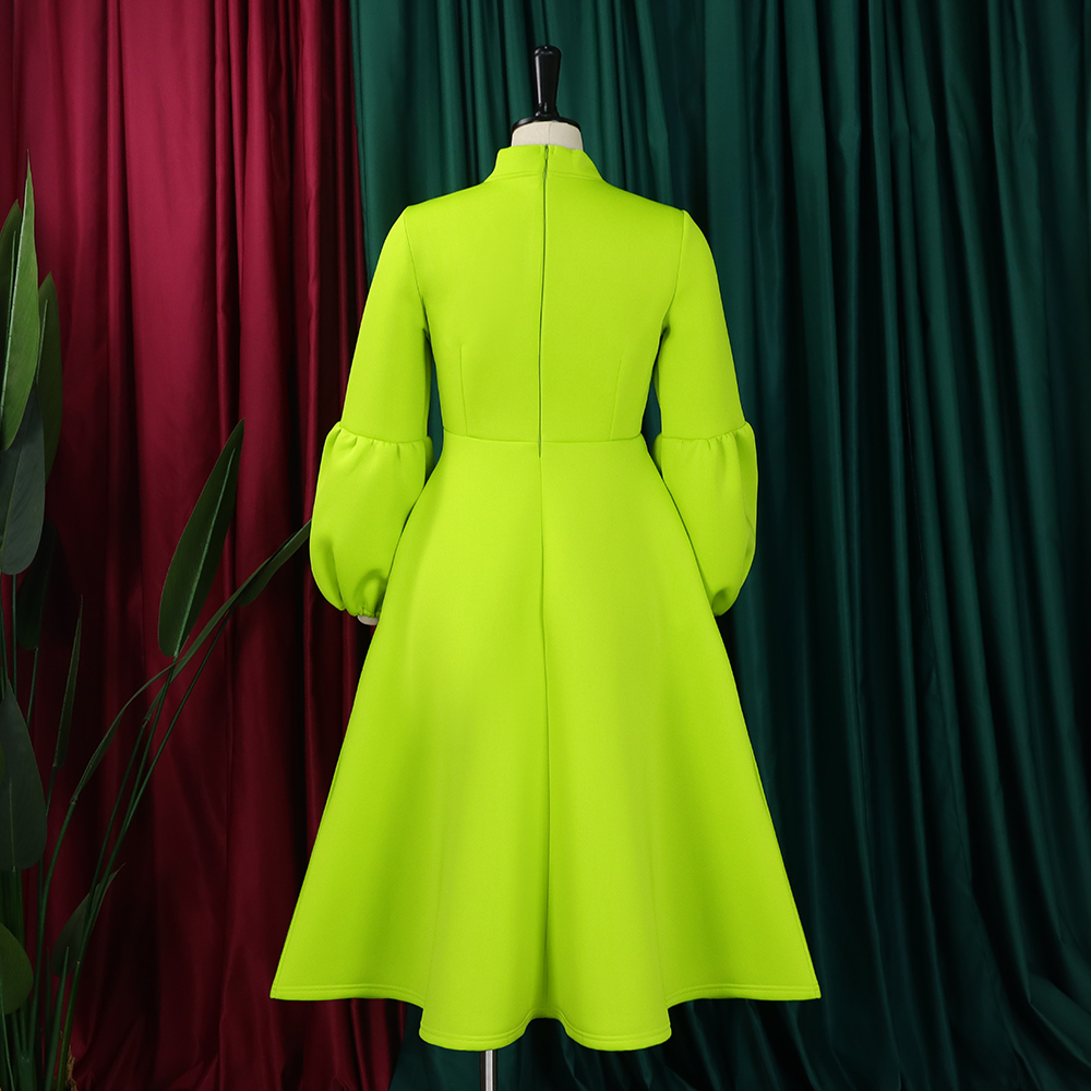 Robe de Soirée Élégante de Luxe pour Femme, Col à Nministériels d, Manches sulf, Taille Haute, Plissée, Mi-mollet, Tenue d'Anniversaire, 2024