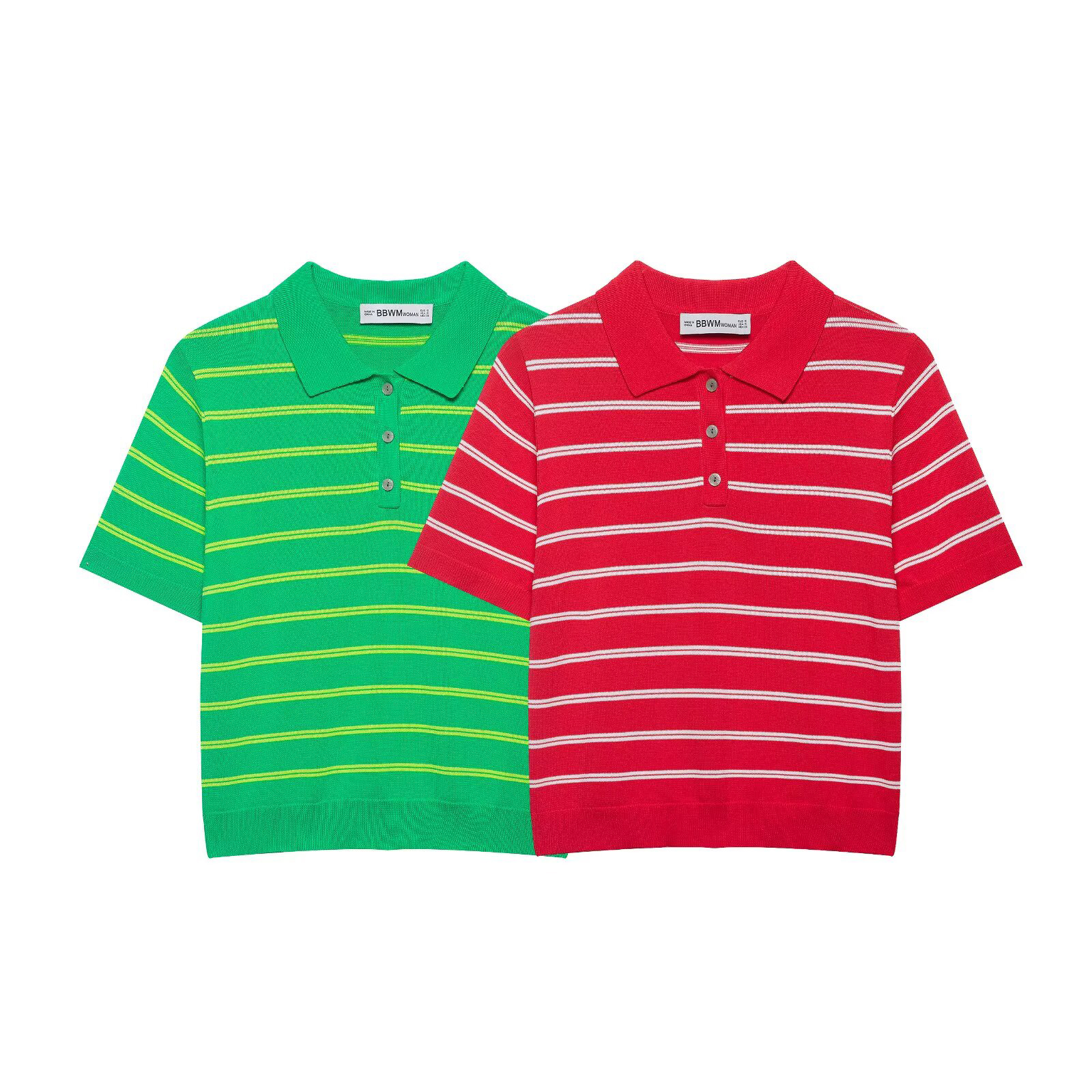 Nouvelle collection été : Polo tricoté rayé à manches courtes pour femme, style européen et américain, décontracté et élégant