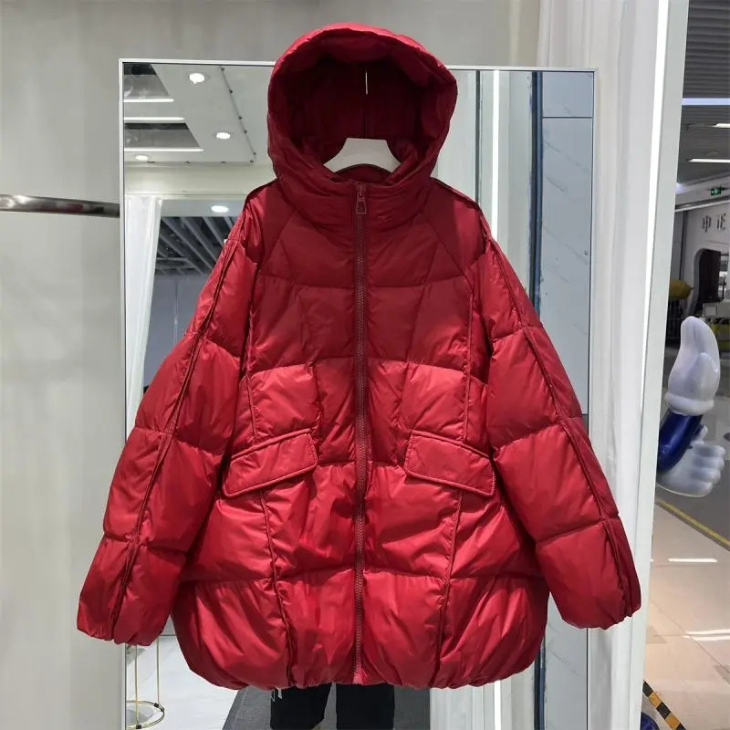 Doudoune pour femmes, décontractée, ample, surdimensionnée, pour l'automne et l'hiver, en duvet de canard blanc, chaude et épaisse, avec capuche, nouveau modèle 2026.
