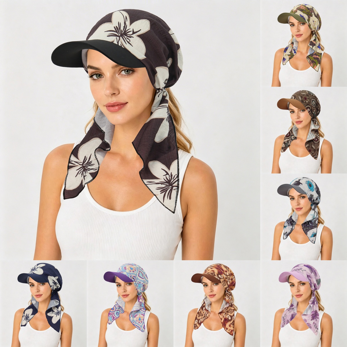 Casquettes Hijab Musulmanes Imprimées Tendance avec Visière pour Femmes, Casquette de Baseball, Foulard, Coiffe de Ramadan, Bandana, Turban, Bonnet