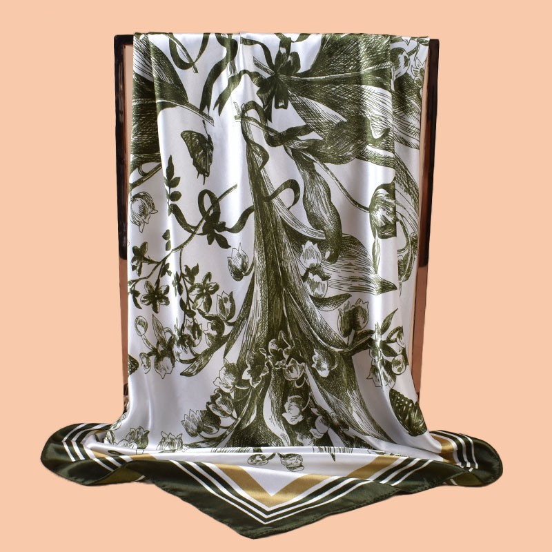 Foulards carrés en soie à imprimé floral papillon pour femmes, écharpes, bandanas, hijabs, cravates de cou, foulards doux pour femmes