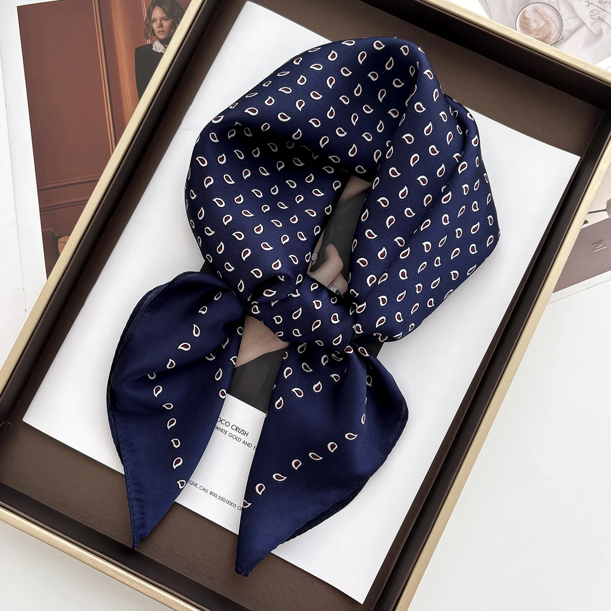Foulard carré pour femme en satin doux à imprimé floral, écharpe, bandana, accessoire pour cheveux, hijab, châle
