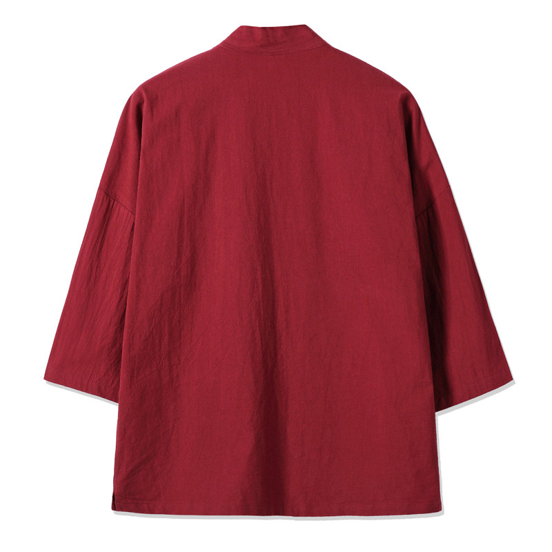 Kimono pour homme avec broderie de grue, style japonais Harajuku, chemise ouverte décontractée, chemise traditionnelle à manches courtes pour homme, coupe ample décontractée