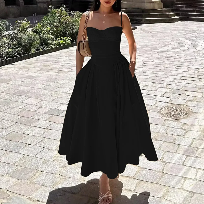 Été Sexy femmes robe bohême longues robes de luxe élégant col en v sans manches Slip fleur plage robe d'été pour femme 2025