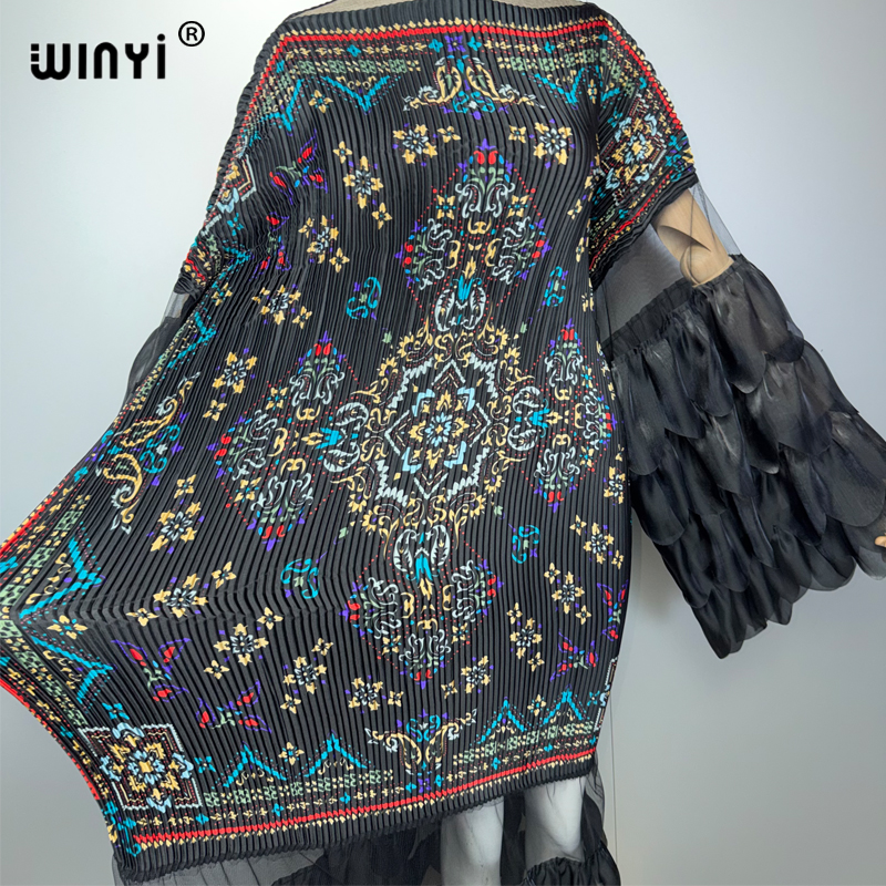 Robe plissée élastique WINYI, robe de plage, kaftan, abaya, robe de soirée de luxe Dubaï, robe de soirée rétro, abaya pour femme musulmane