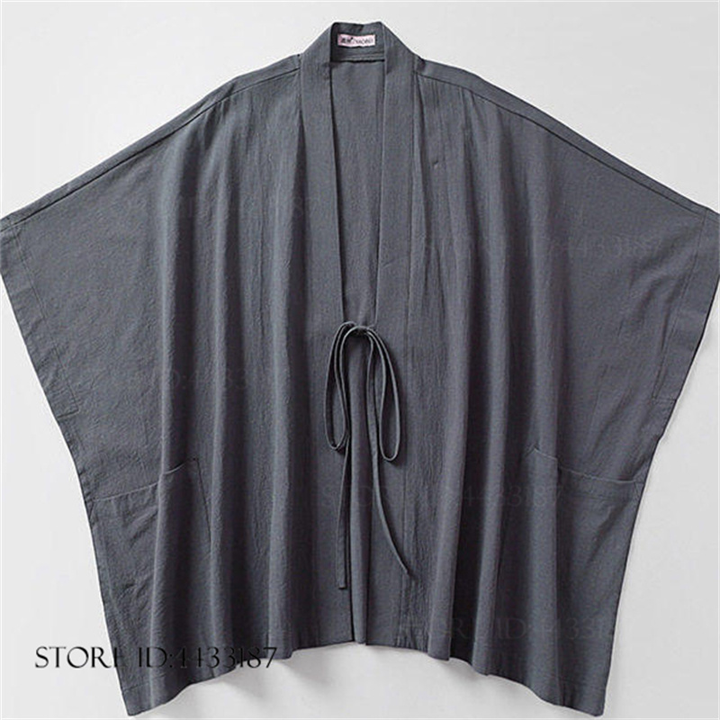 Kimono traditionnel japonais, Cardigan Yukata, Haori, veste de cape pour hommes, manteau vintage en coton et lin, costume Hanfu, costume de samouraï Harajuku