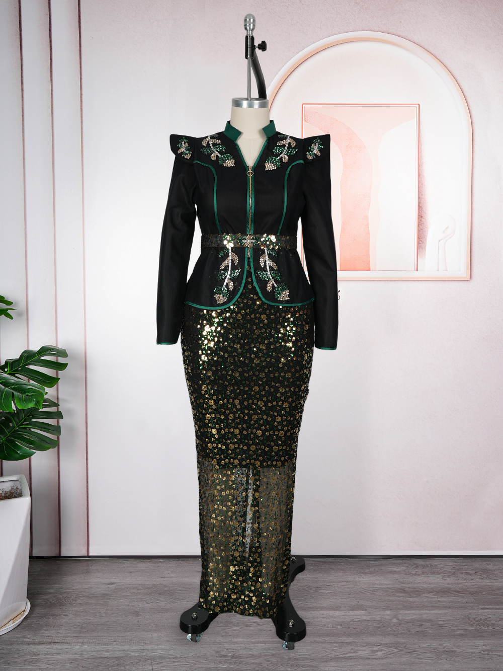 Vêtements africains grande taille pour femmes, robes de soirée et de mariage Dashiki Ankara à sequins, ensembles 2 pièces (hauts et jupes)