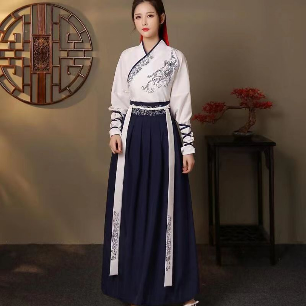 Robe Hanfu Tang Kimono Brodée de Style Chinois pour Femme, Costume de brevWushu, Cosplay Traditionnel, Vêtements financièrement